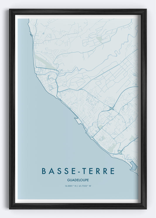Basse-Terre, Guadeloupe map wall art print