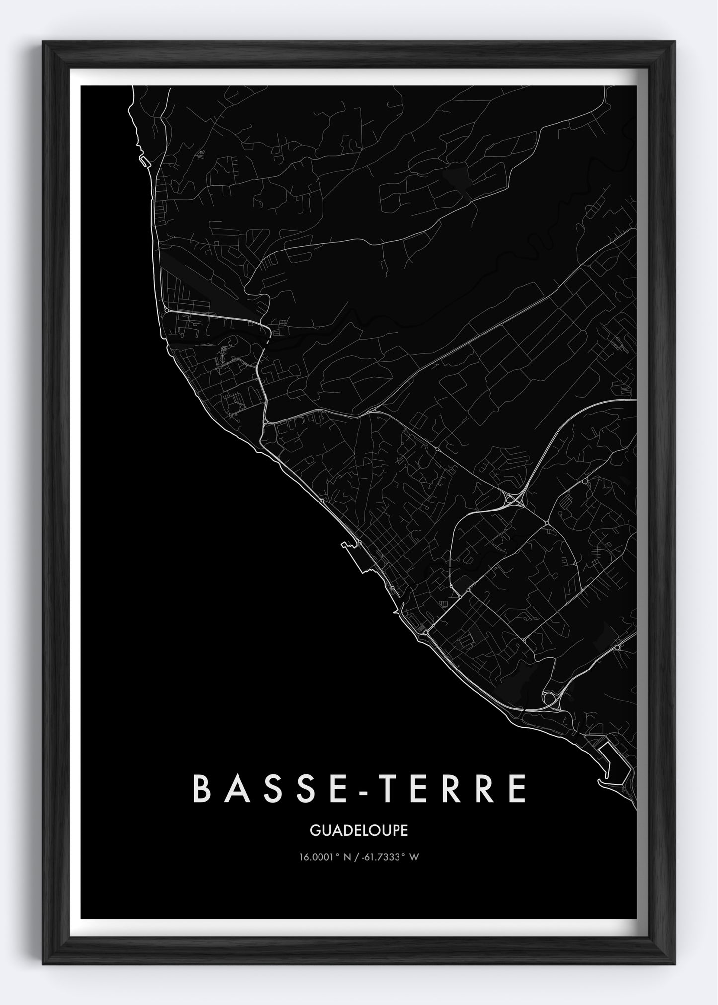Basse-Terre, Guadeloupe map wall art print