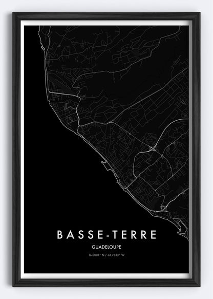 Basse-Terre, Guadeloupe map wall art print