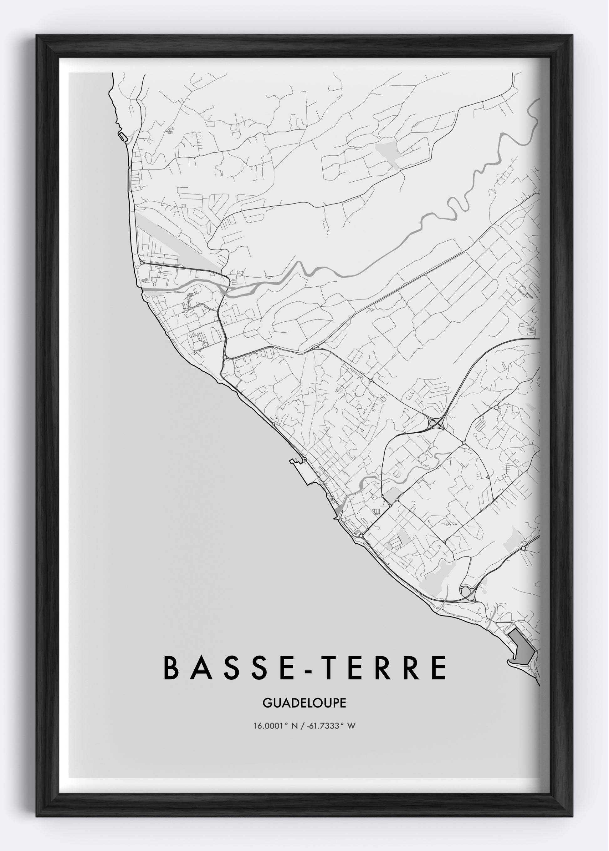 Basse-Terre, Guadeloupe map wall art print