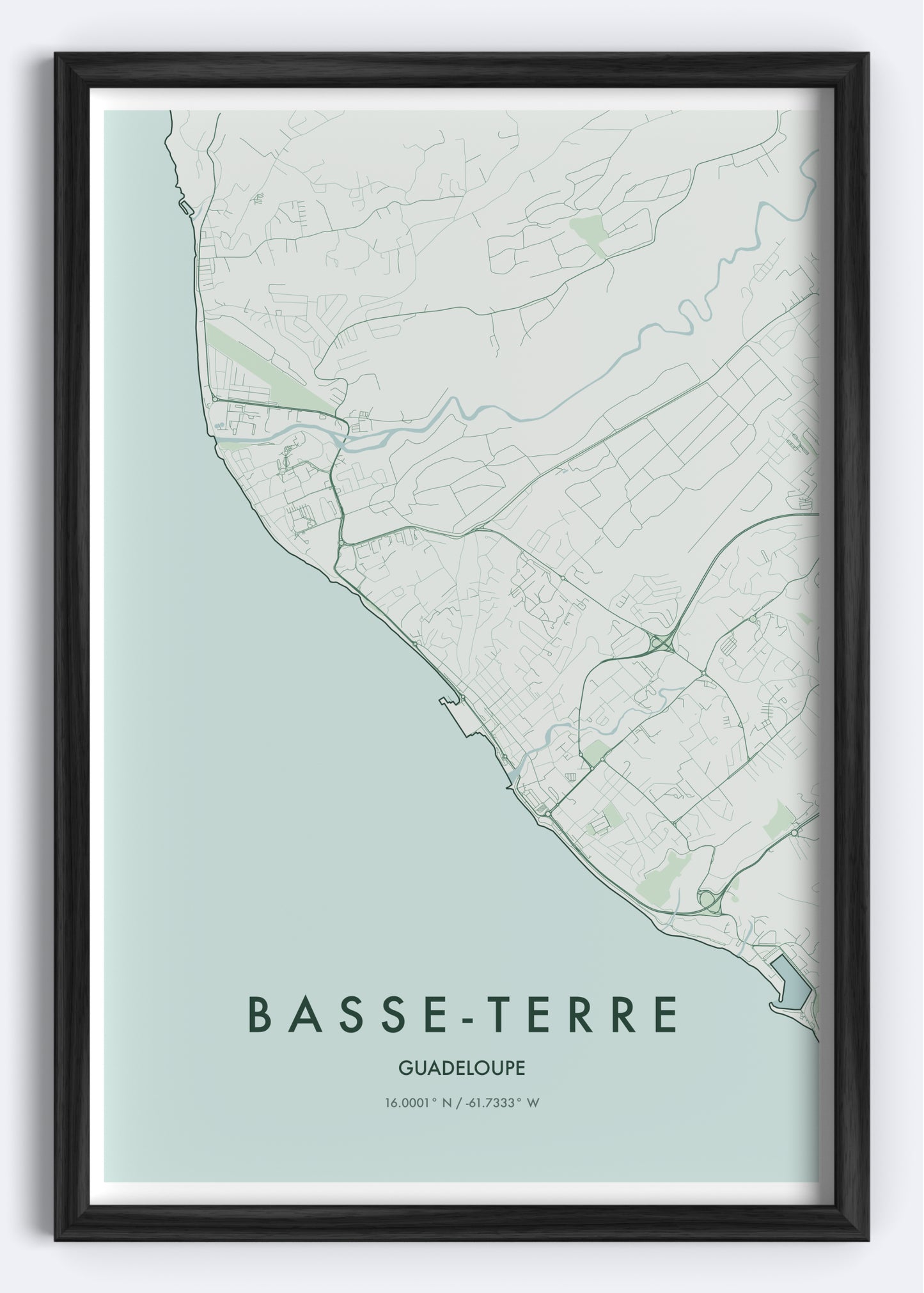 Basse-Terre, Guadeloupe map wall art print