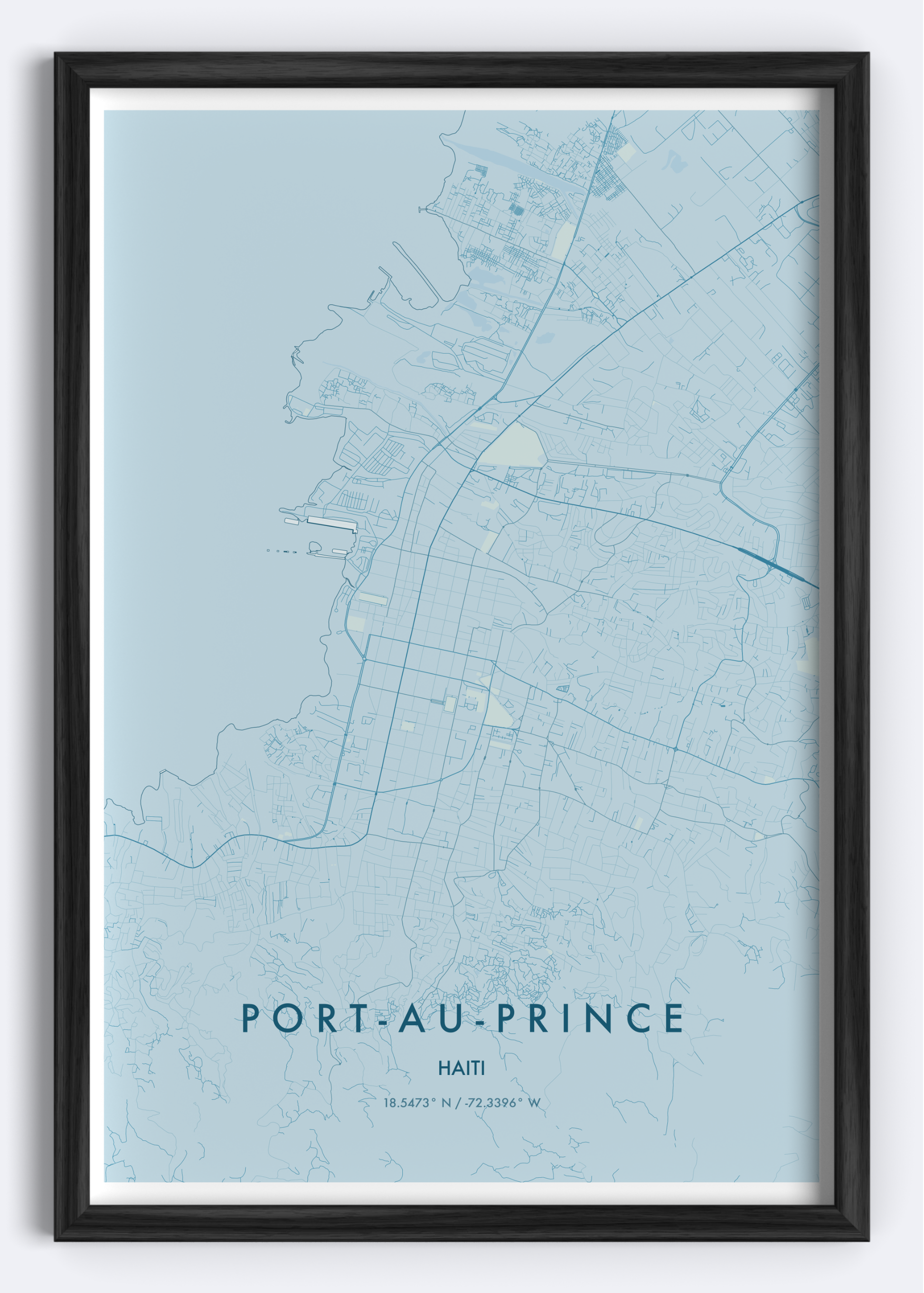 Port-au-Prince, Haiti map wall art print
