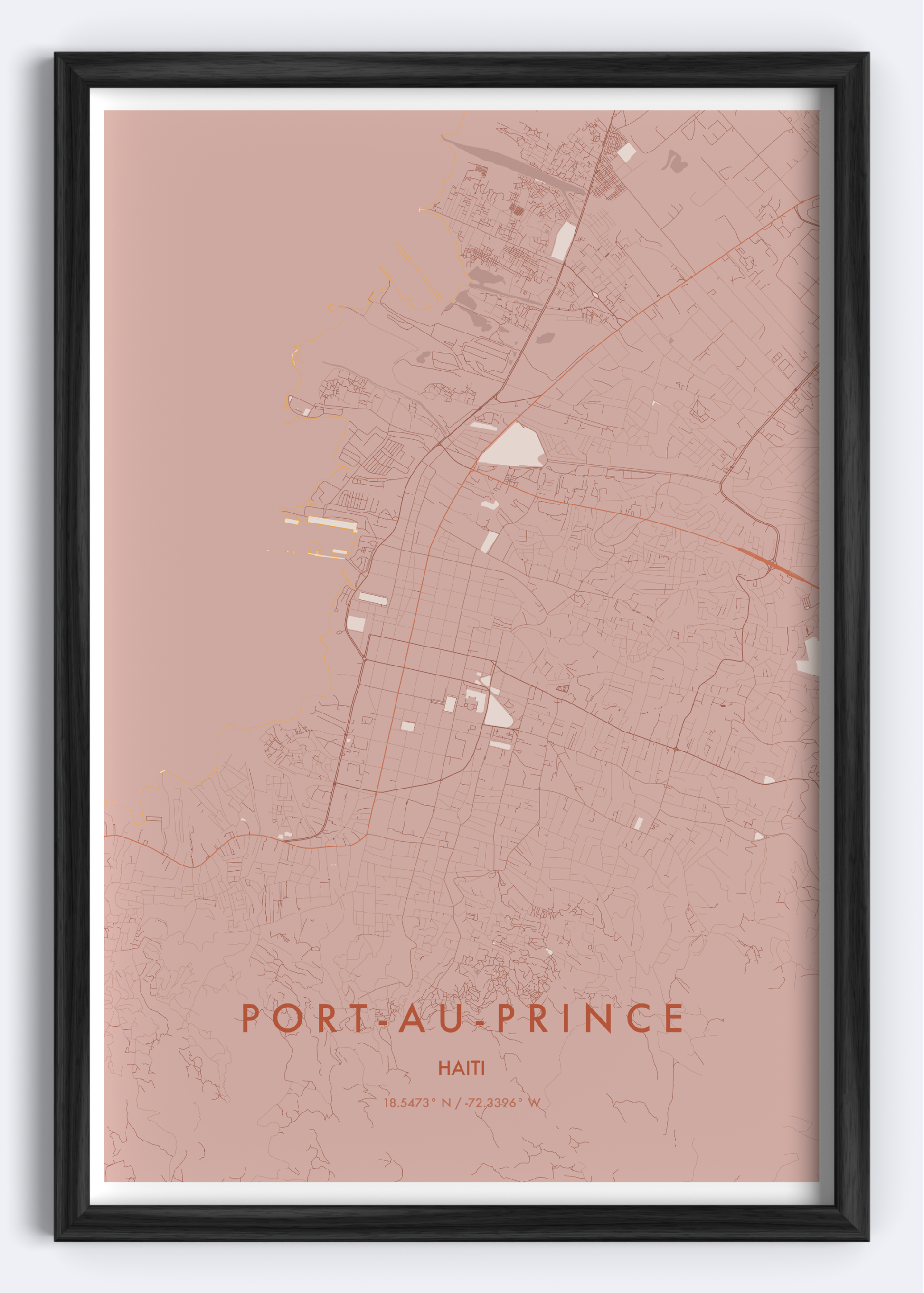 Port-au-Prince, Haiti map wall art print
