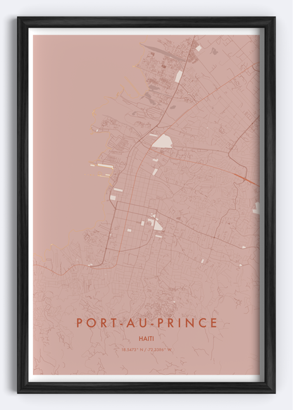 Port-au-Prince, Haiti map wall art print
