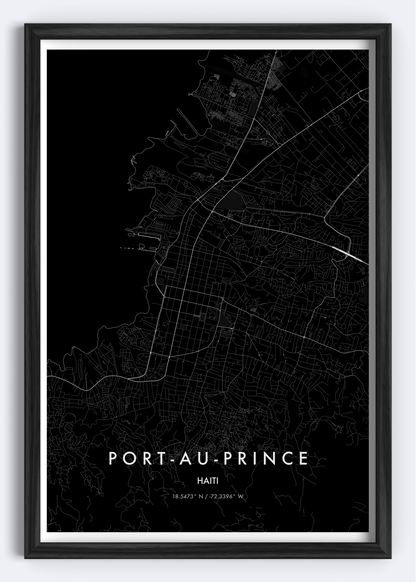 Port-au-Prince, Haiti map wall art print
