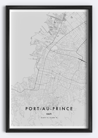 Port-au-Prince, Haiti map wall art print
