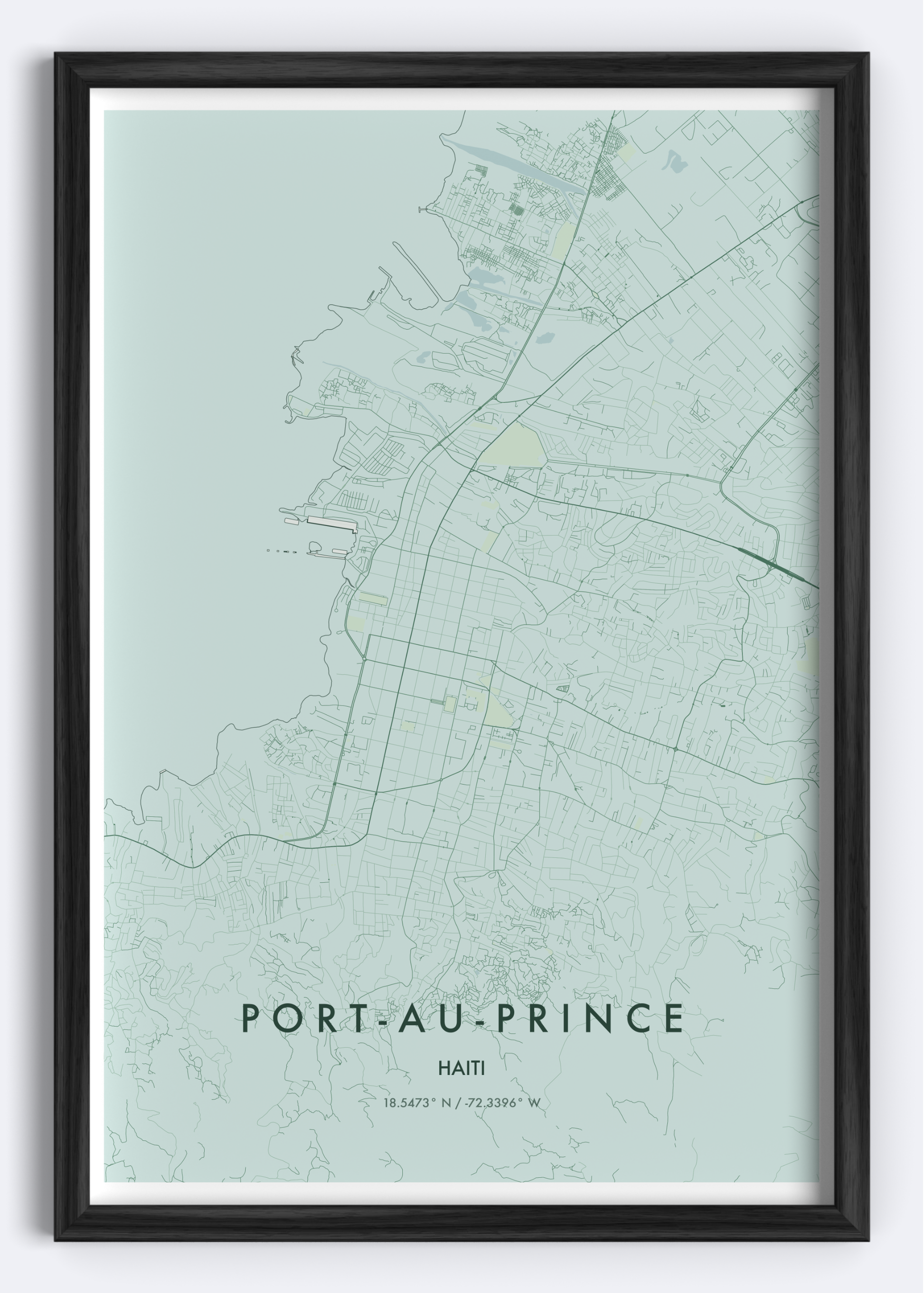 Port-au-Prince, Haiti map wall art print
