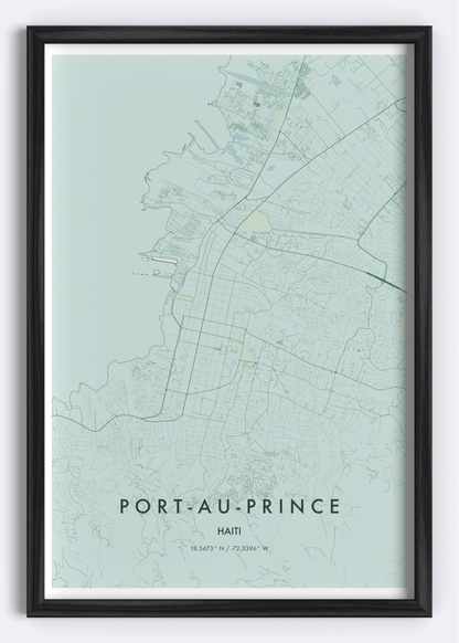 Port-au-Prince, Haiti map wall art print
