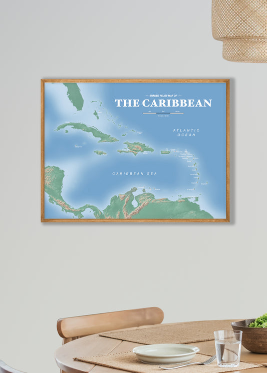 Caribbean Shaded Relief Map