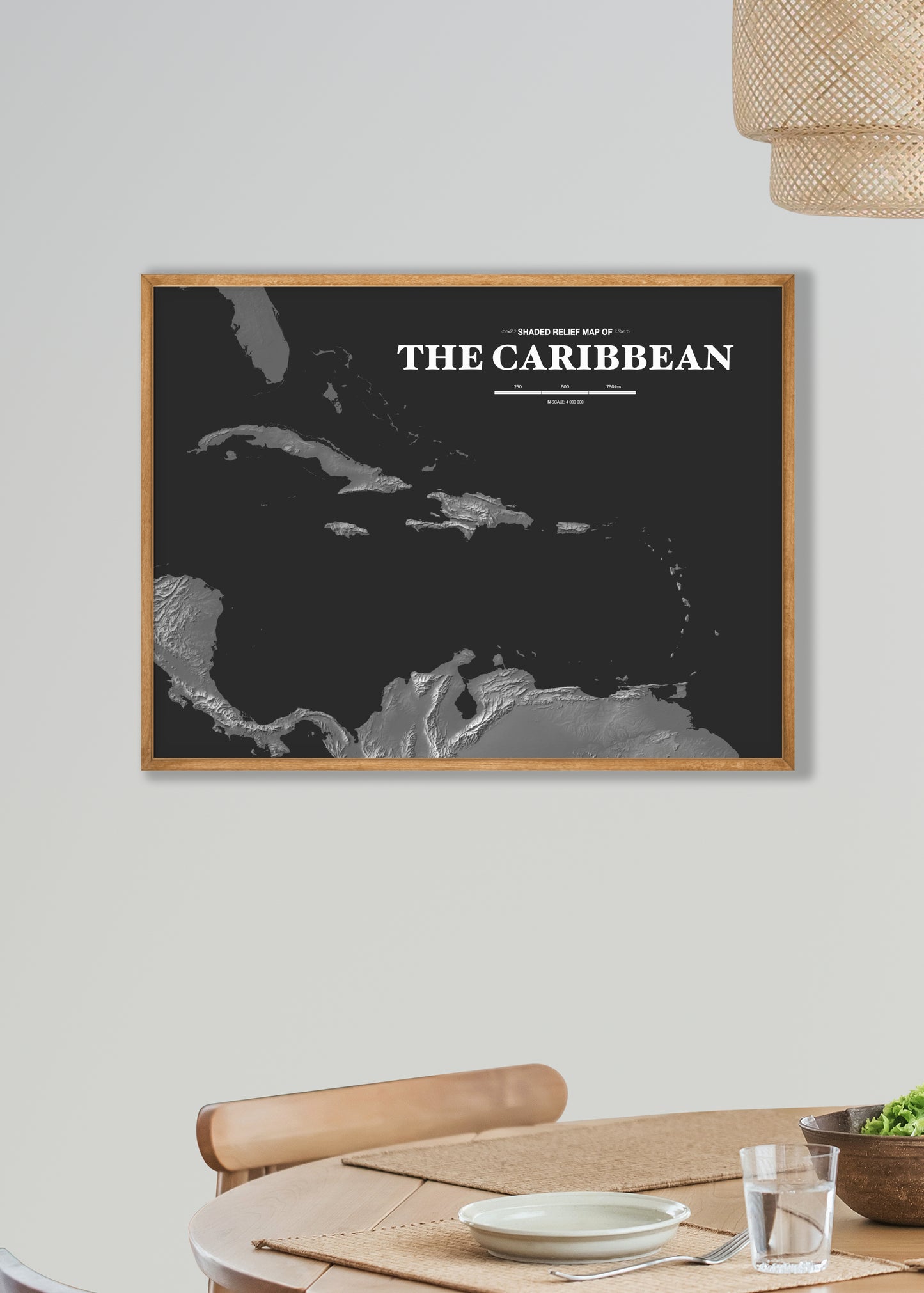 Caribbean Shaded Relief Map