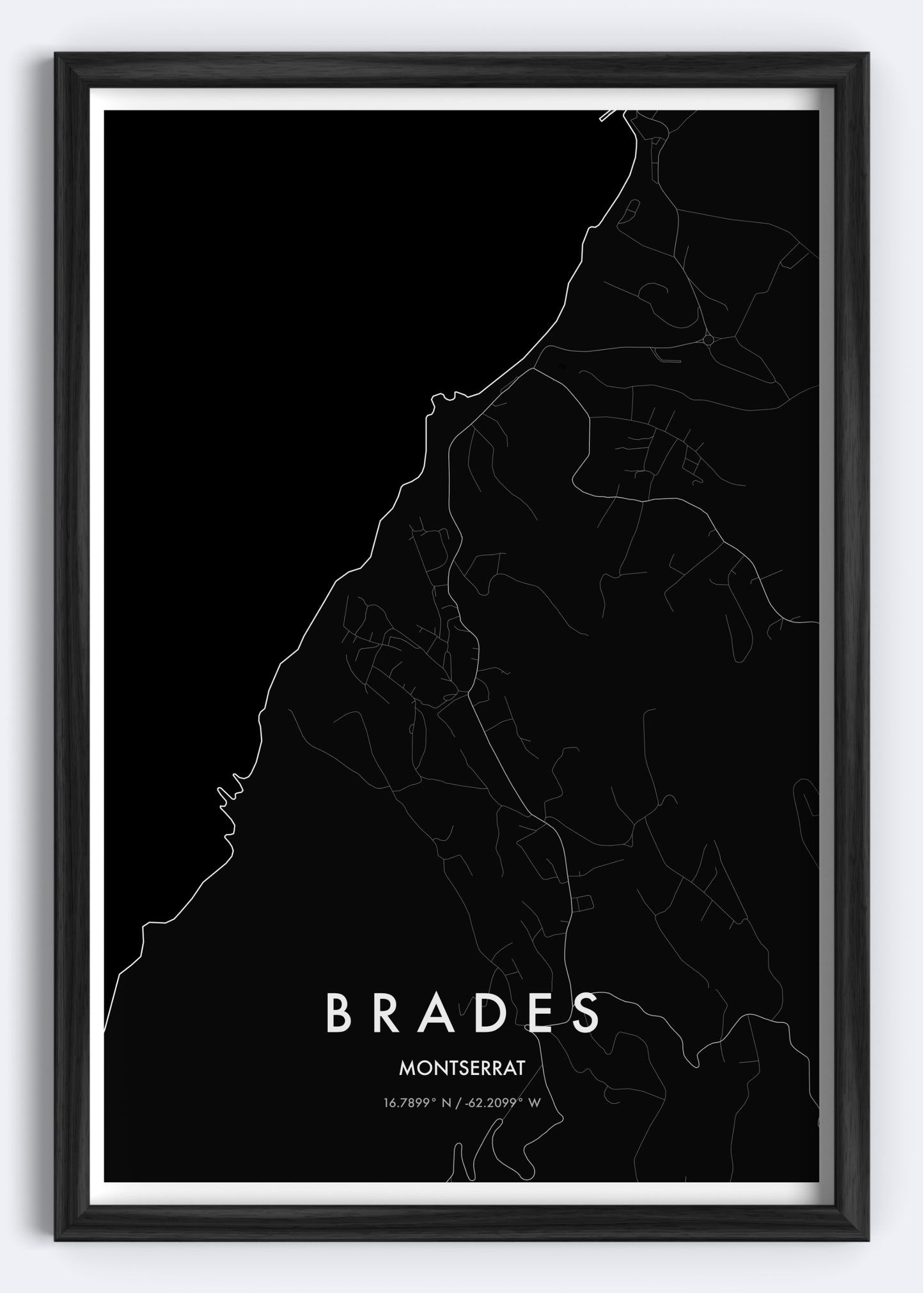 Brades, Montserrat map wall art print