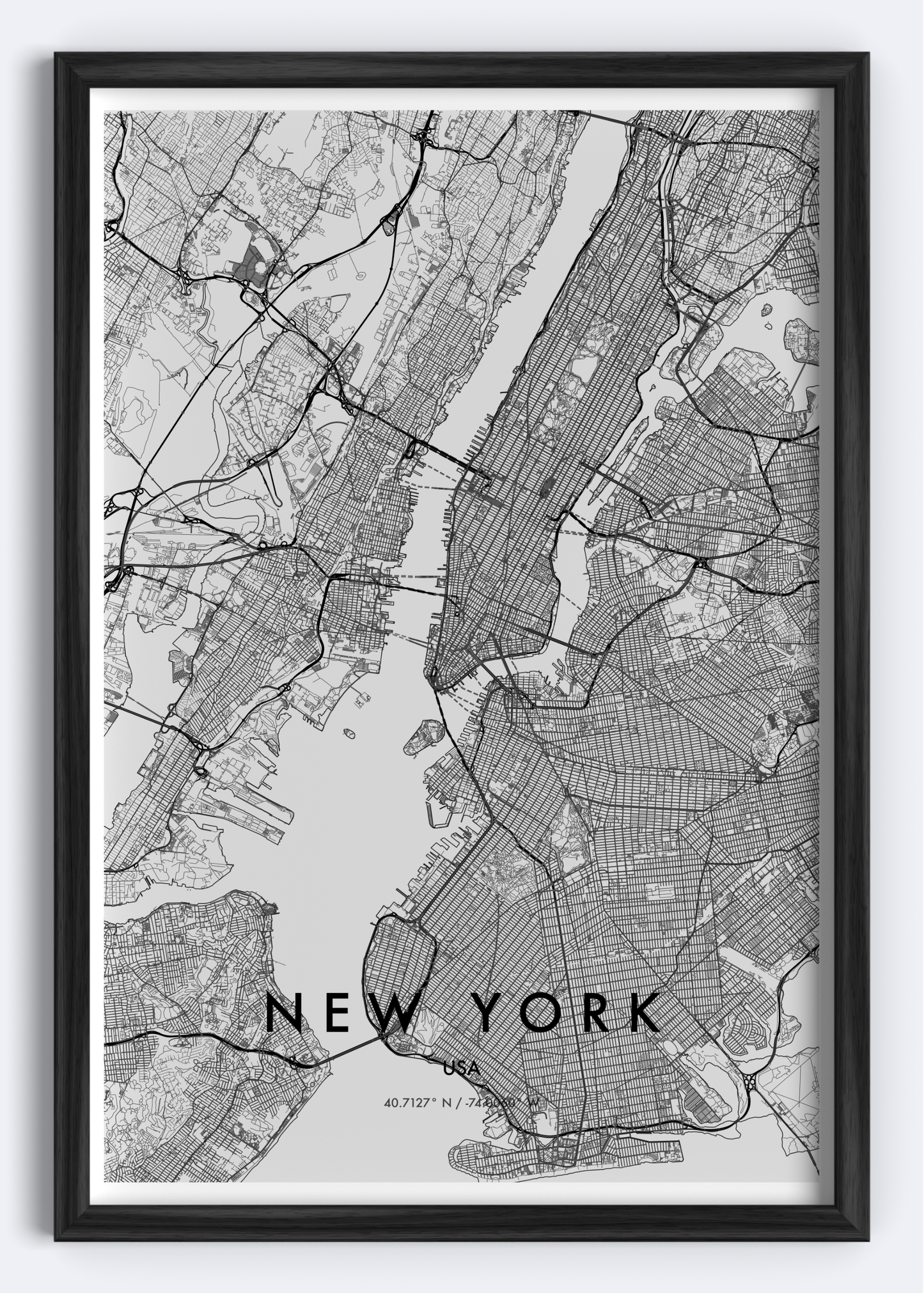 New York, USA – Map Wall Art Print