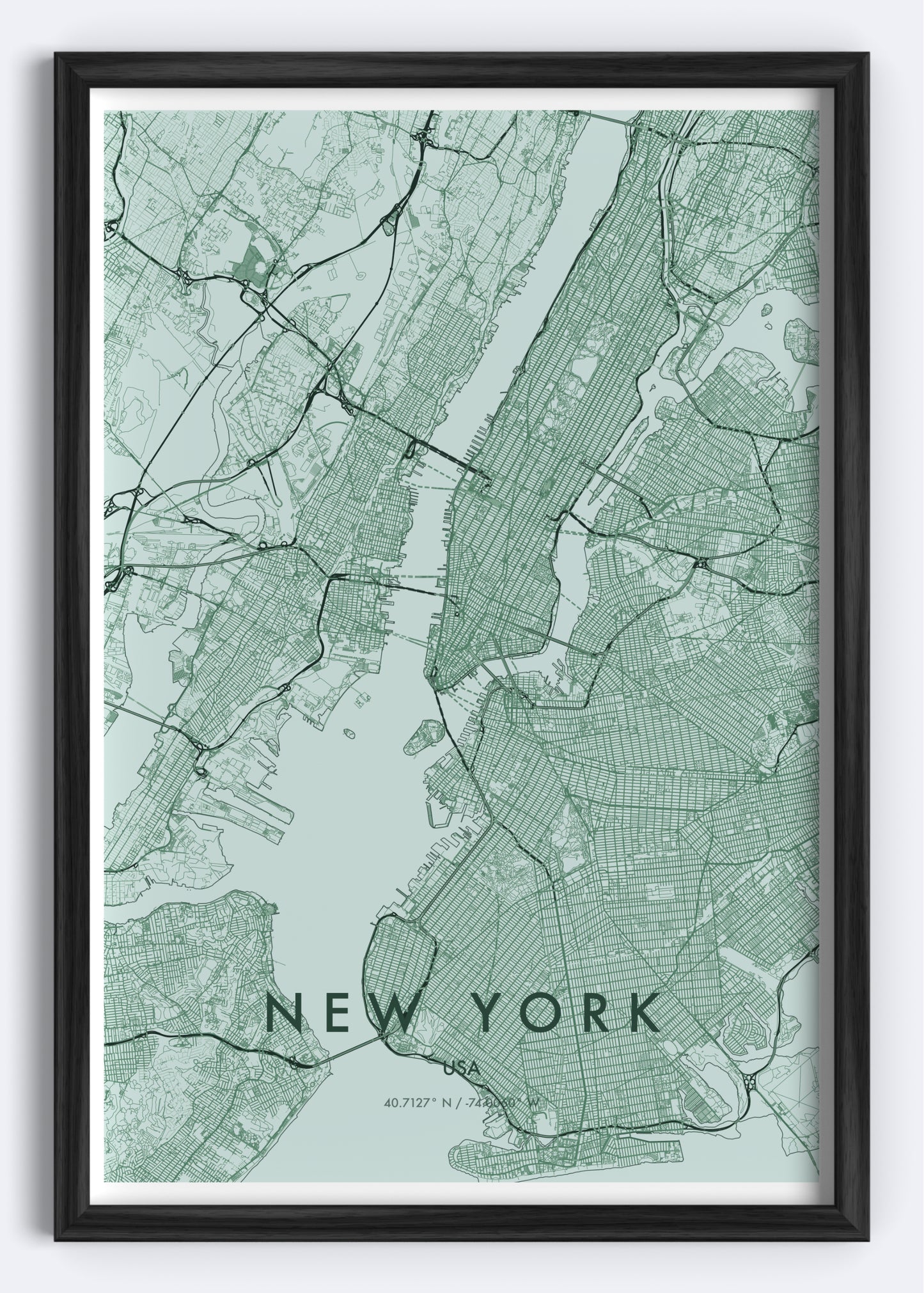 New York, USA – Map Wall Art Print