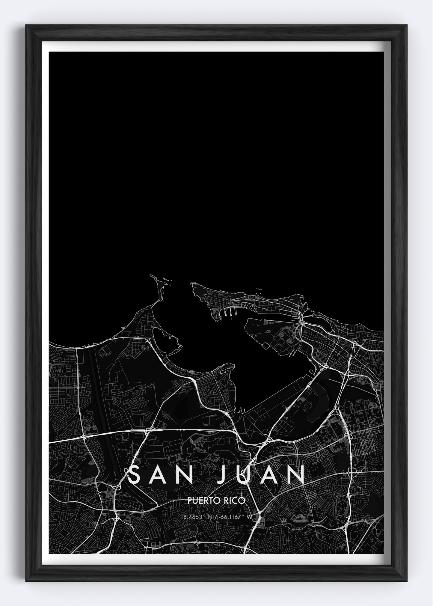 San Juan, Puerto Rico map wall art print
