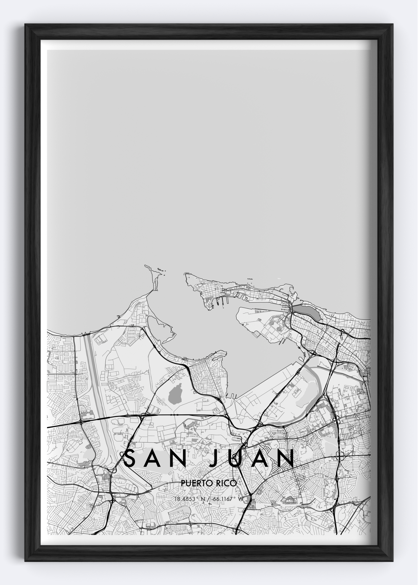 San Juan, Puerto Rico map wall art print
