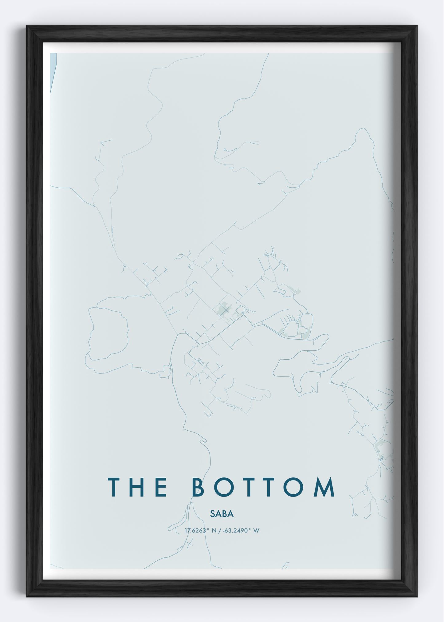 The Bottom, Saba map wall art print
