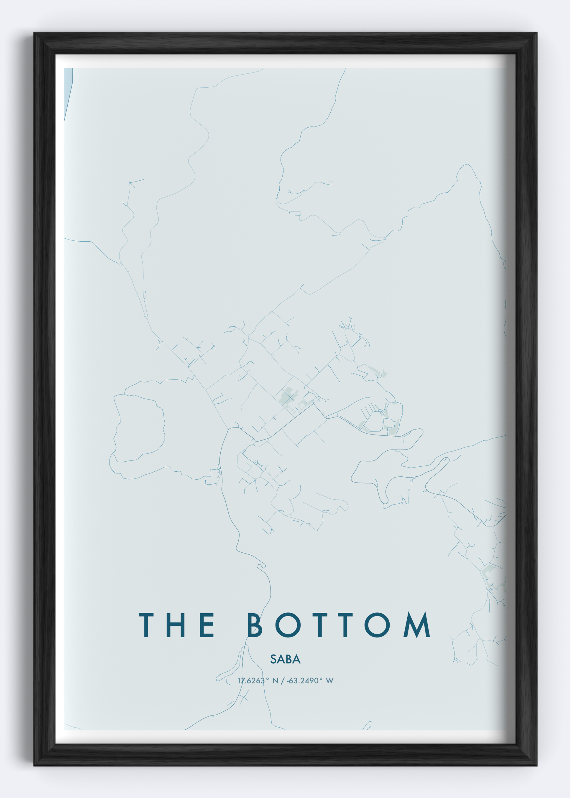 The Bottom, Saba map wall art print
