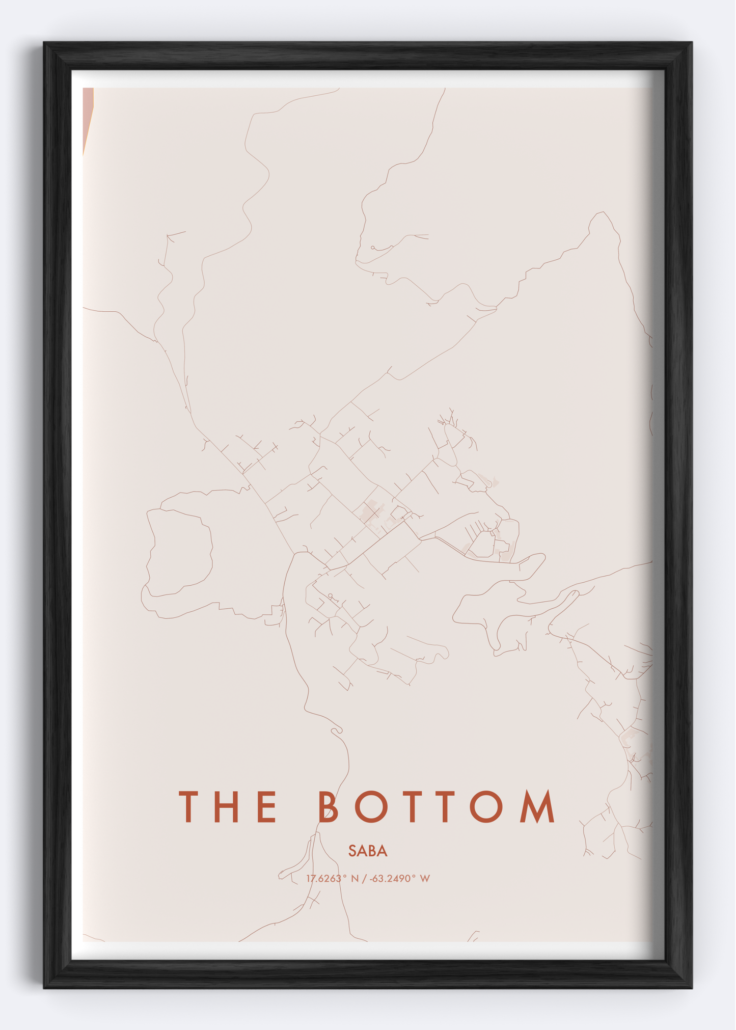 The Bottom, Saba map wall art print

