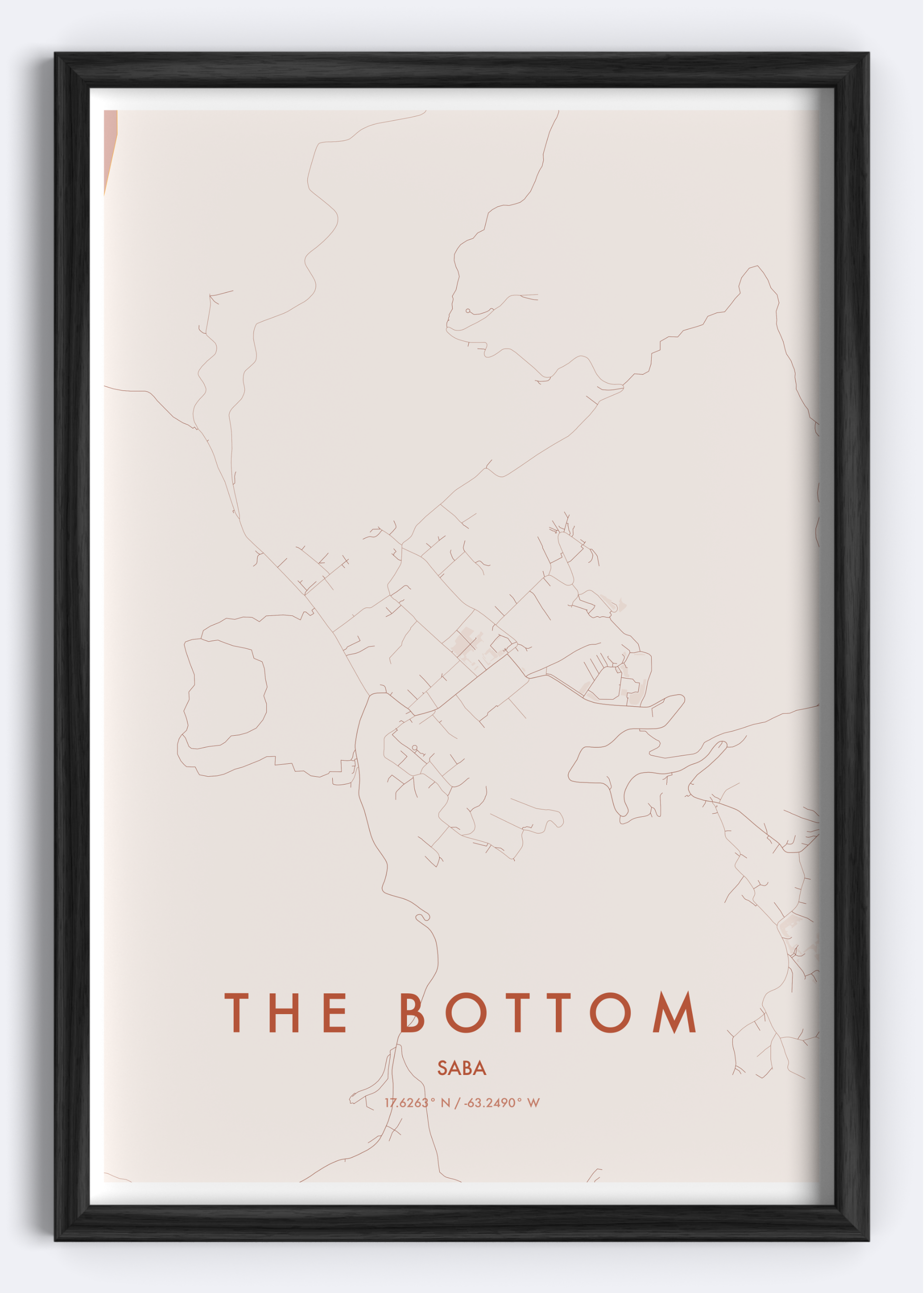 The Bottom, Saba map wall art print
