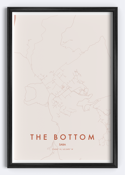The Bottom, Saba map wall art print
