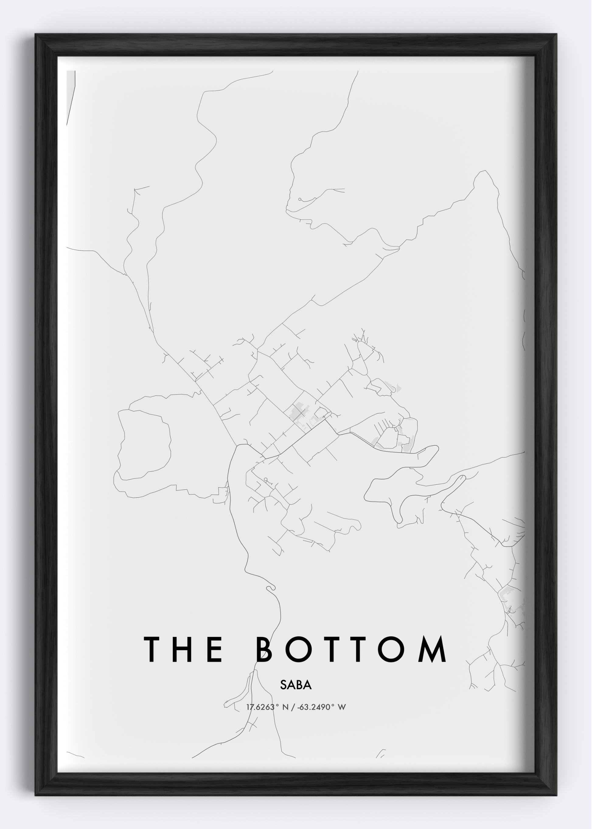 The Bottom, Saba map wall art print
