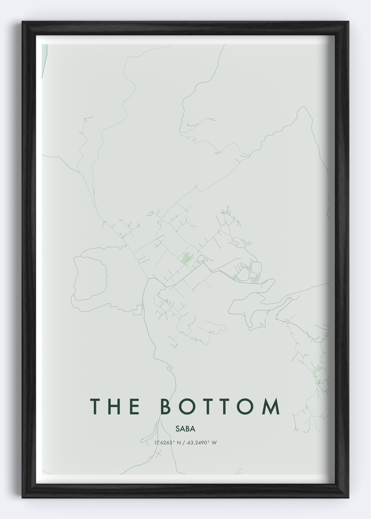 The Bottom, Saba map wall art print
