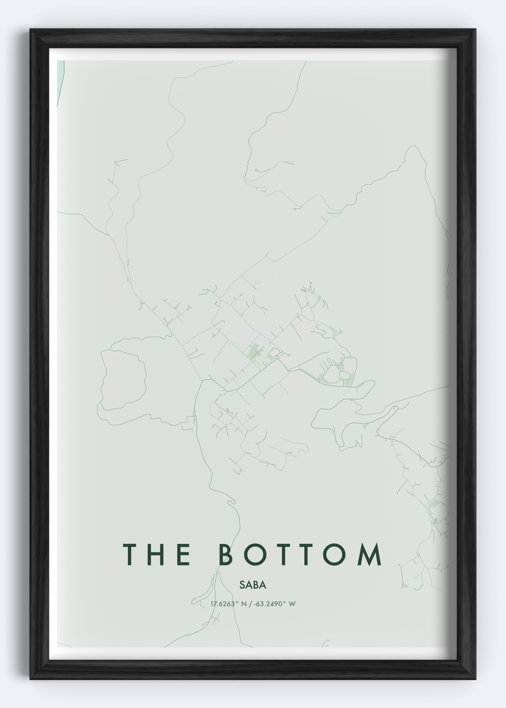 The Bottom, Saba map wall art print
