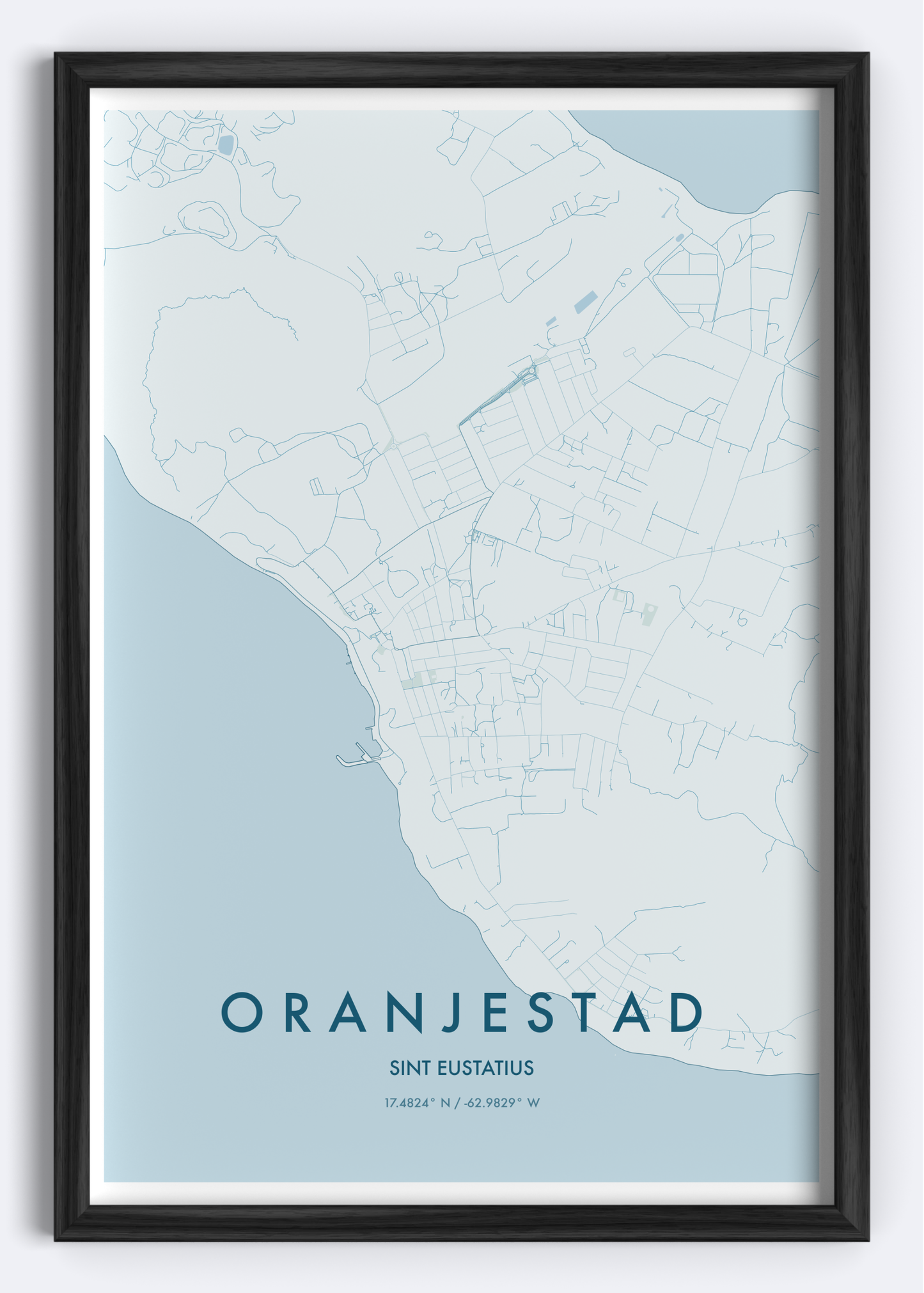 Oranjestad, Sint Eustatius map wall art print

