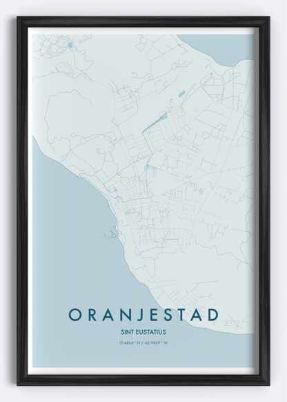 Oranjestad, Sint Eustatius map wall art print
