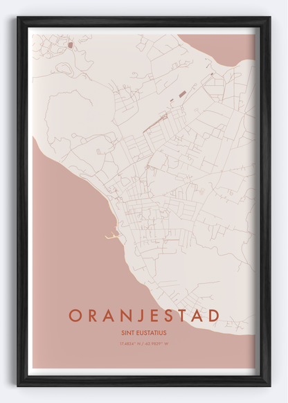Oranjestad, Sint Eustatius map wall art print
