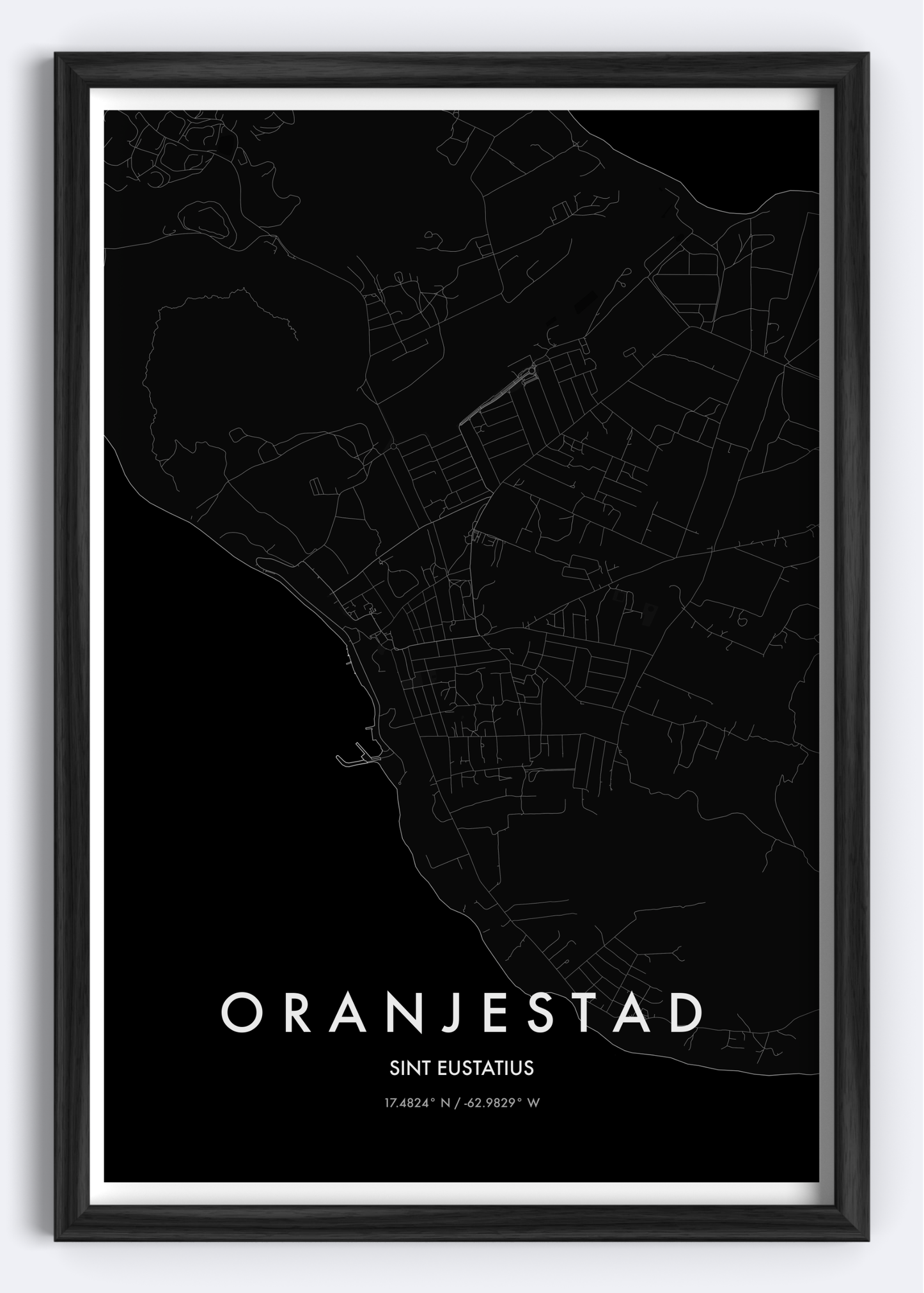 Oranjestad, Sint Eustatius map wall art print
