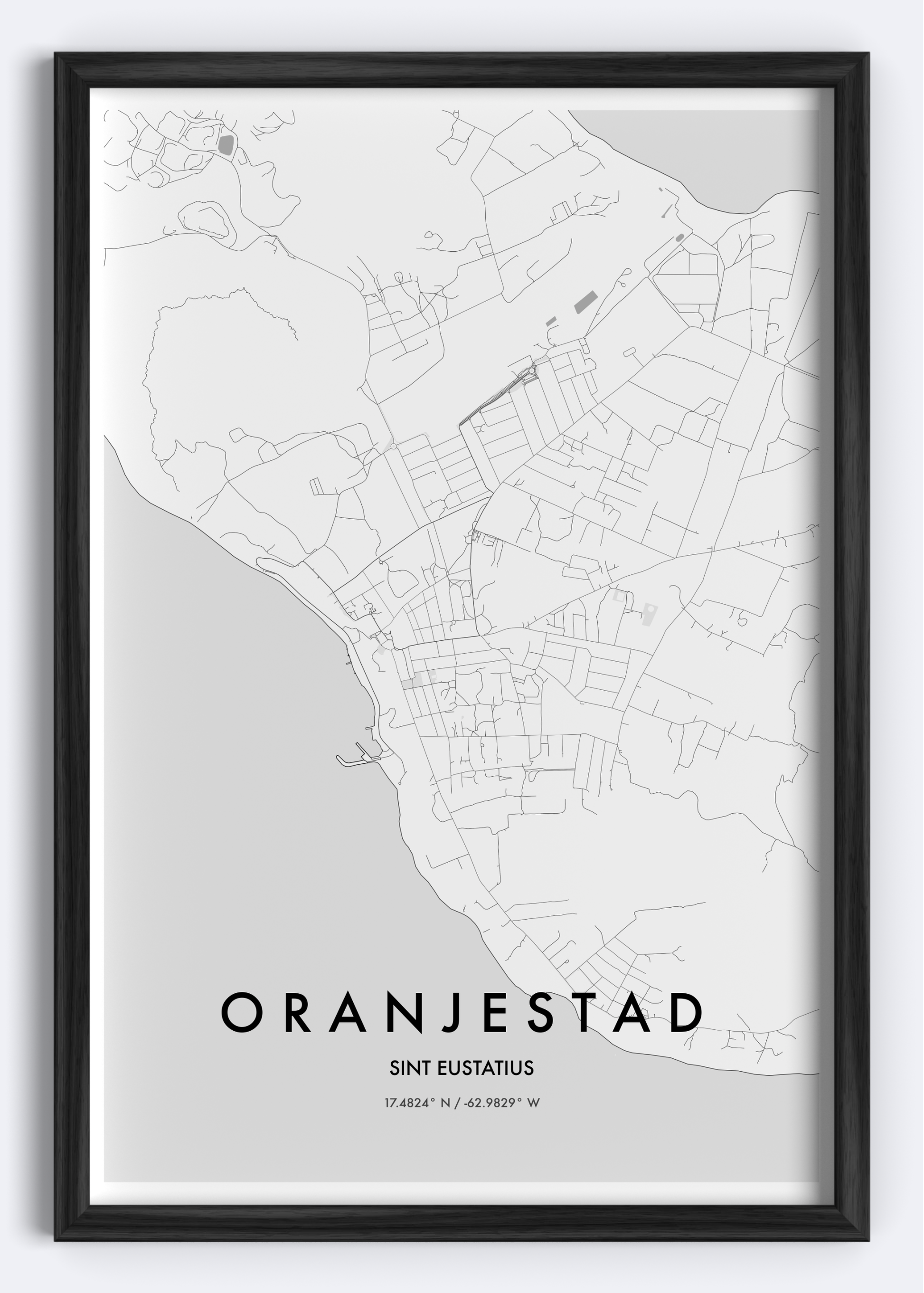 Oranjestad, Sint Eustatius map wall art print

