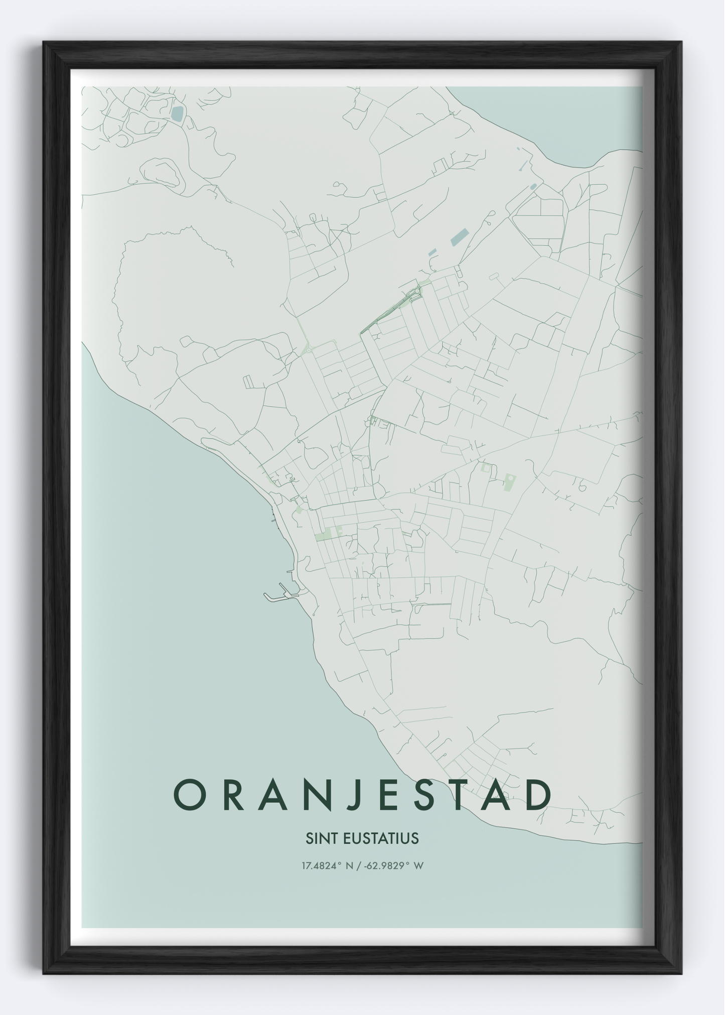 Oranjestad, Sint Eustatius map wall art print

