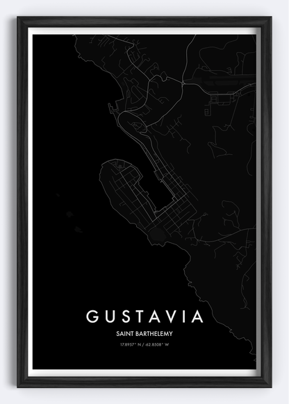 Gustavia, Saint Barthelemy map wall art print