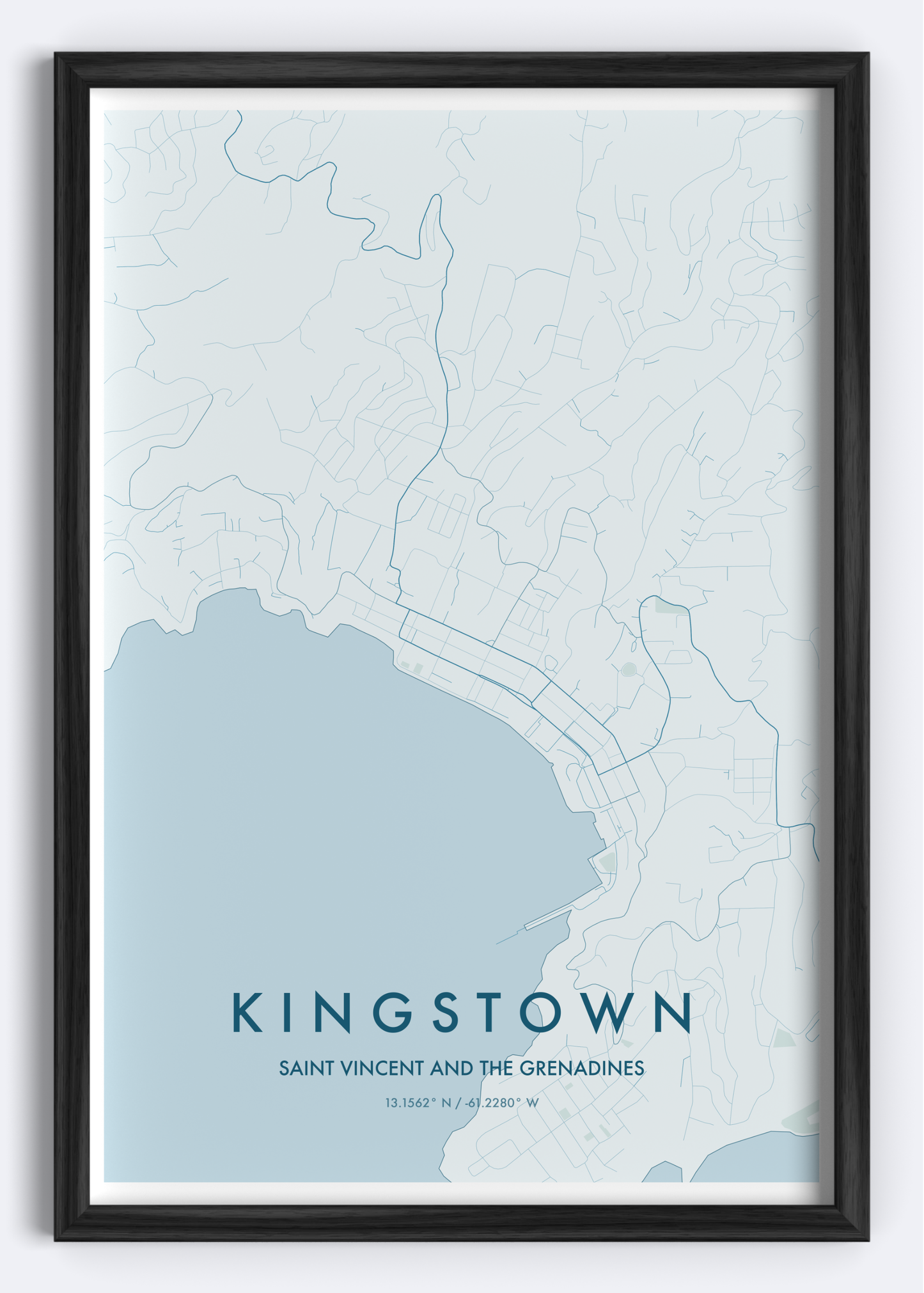 Kingstown, St. Vincent and the Grenadines map wall art print

