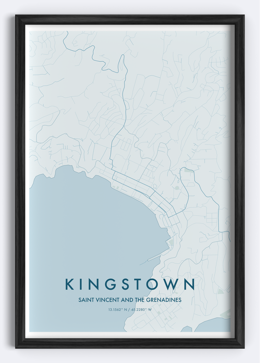 Kingstown, St. Vincent and the Grenadines map wall art print
