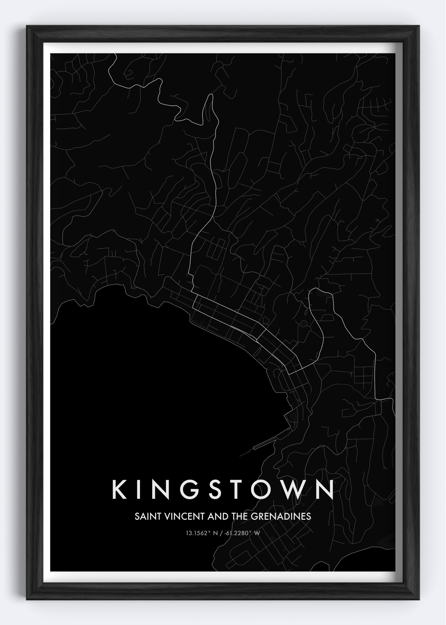 Kingstown, St. Vincent and the Grenadines map wall art print
