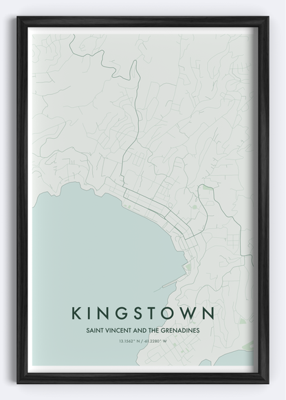 Kingstown, St. Vincent and the Grenadines map wall art print
