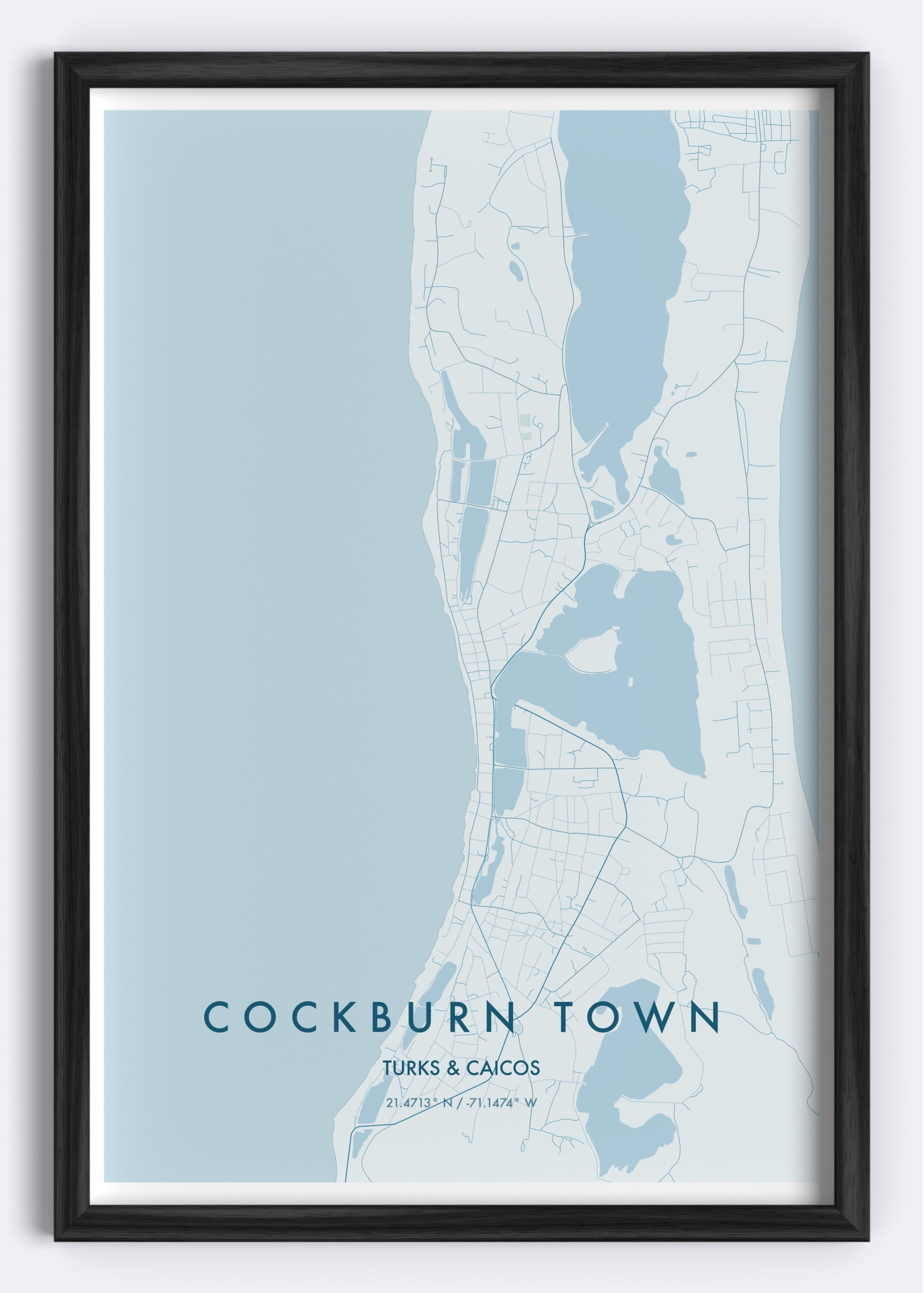Cockburn Town, Turks & Caicos map wall art print