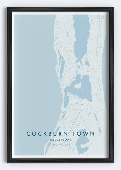 Cockburn Town, Turks & Caicos map wall art print