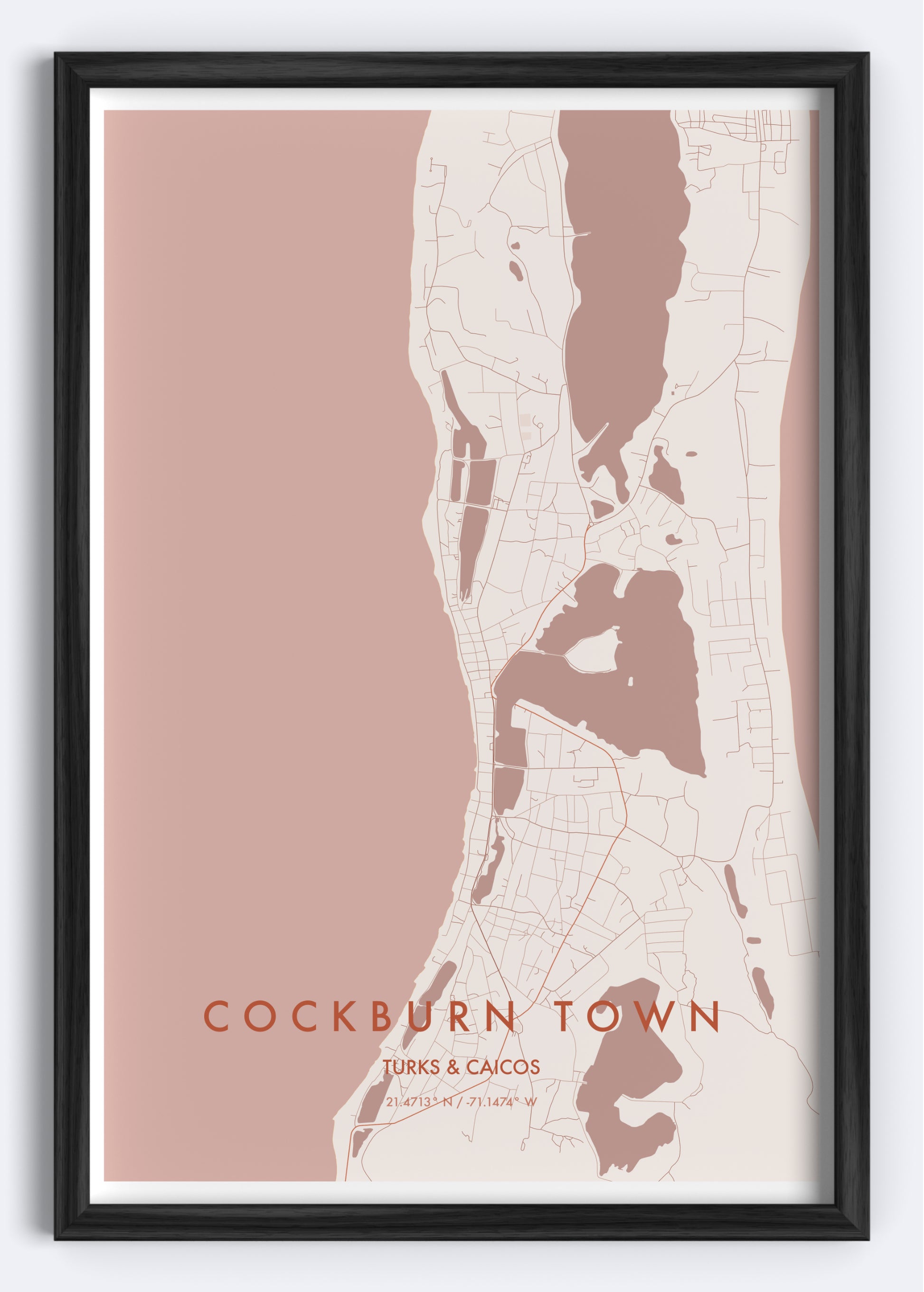 Cockburn Town, Turks & Caicos map wall art print