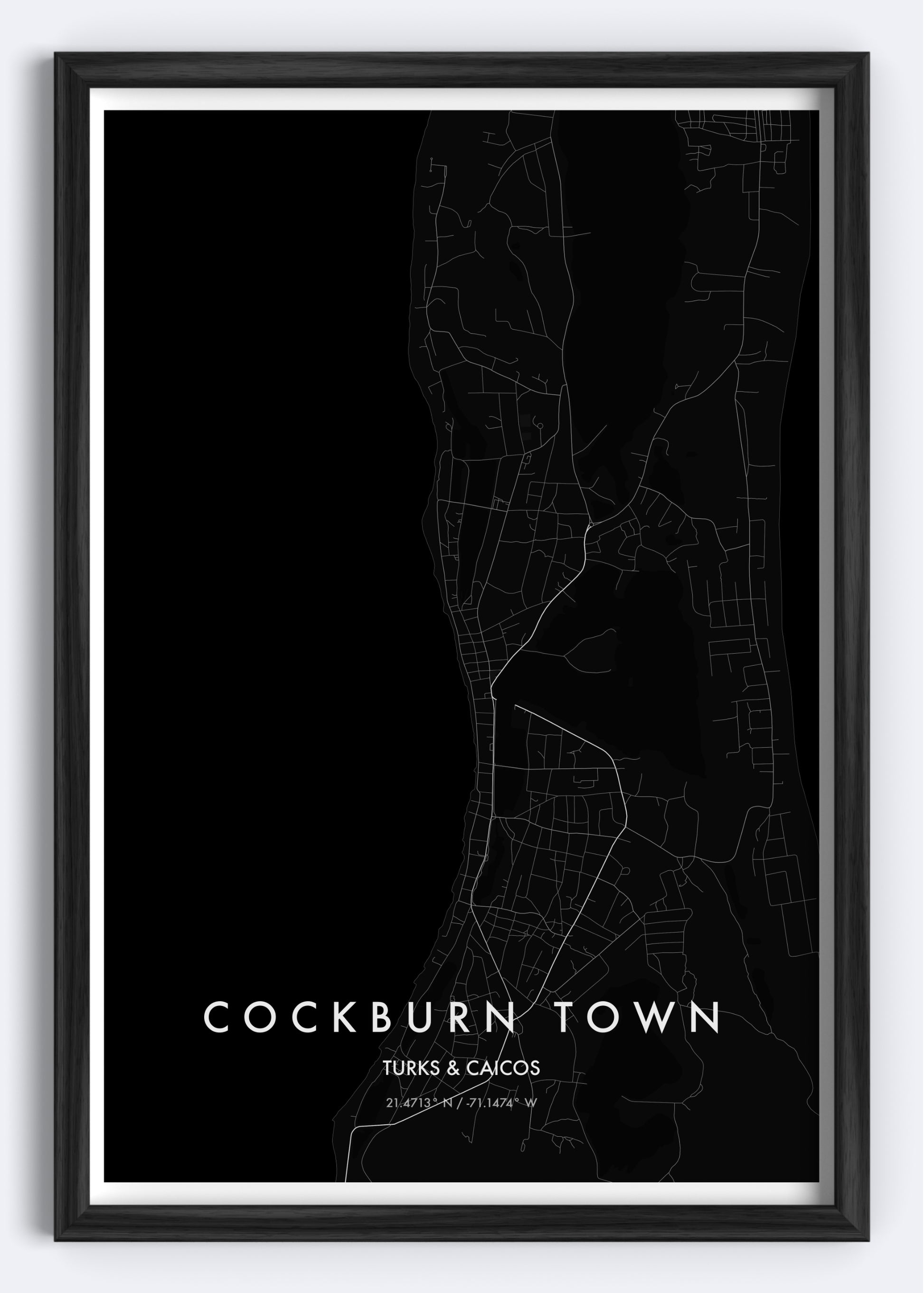 Cockburn Town, Turks & Caicos map wall art print