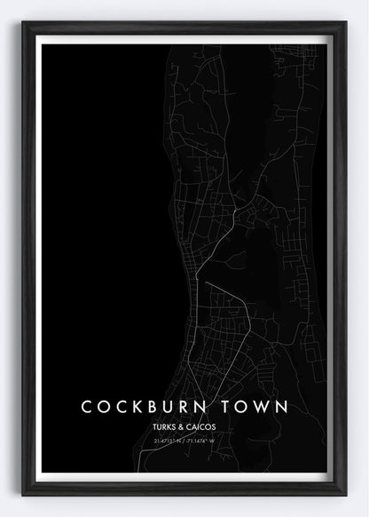 Cockburn Town, Turks & Caicos map wall art print
