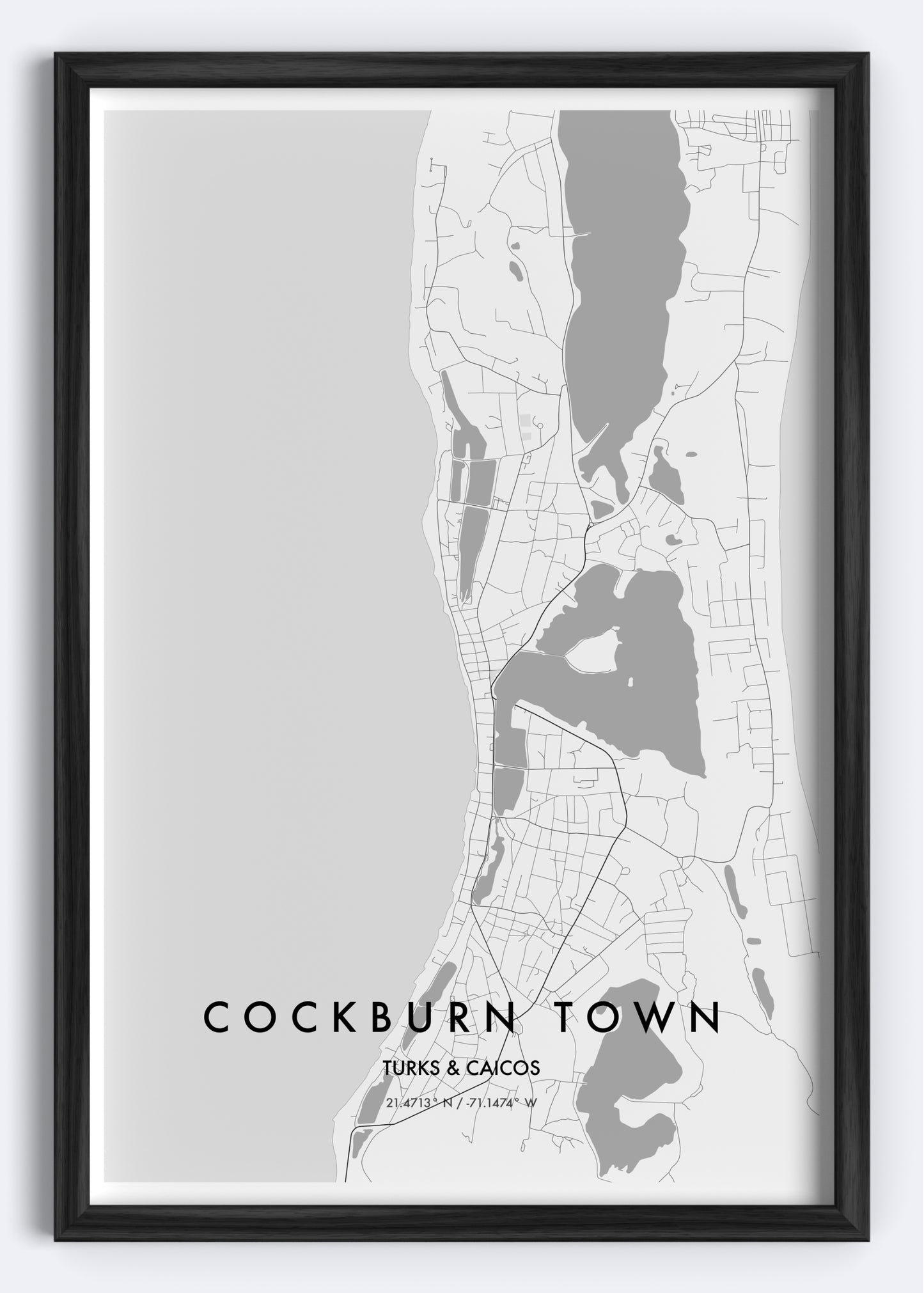 Cockburn Town, Turks & Caicos map wall art print