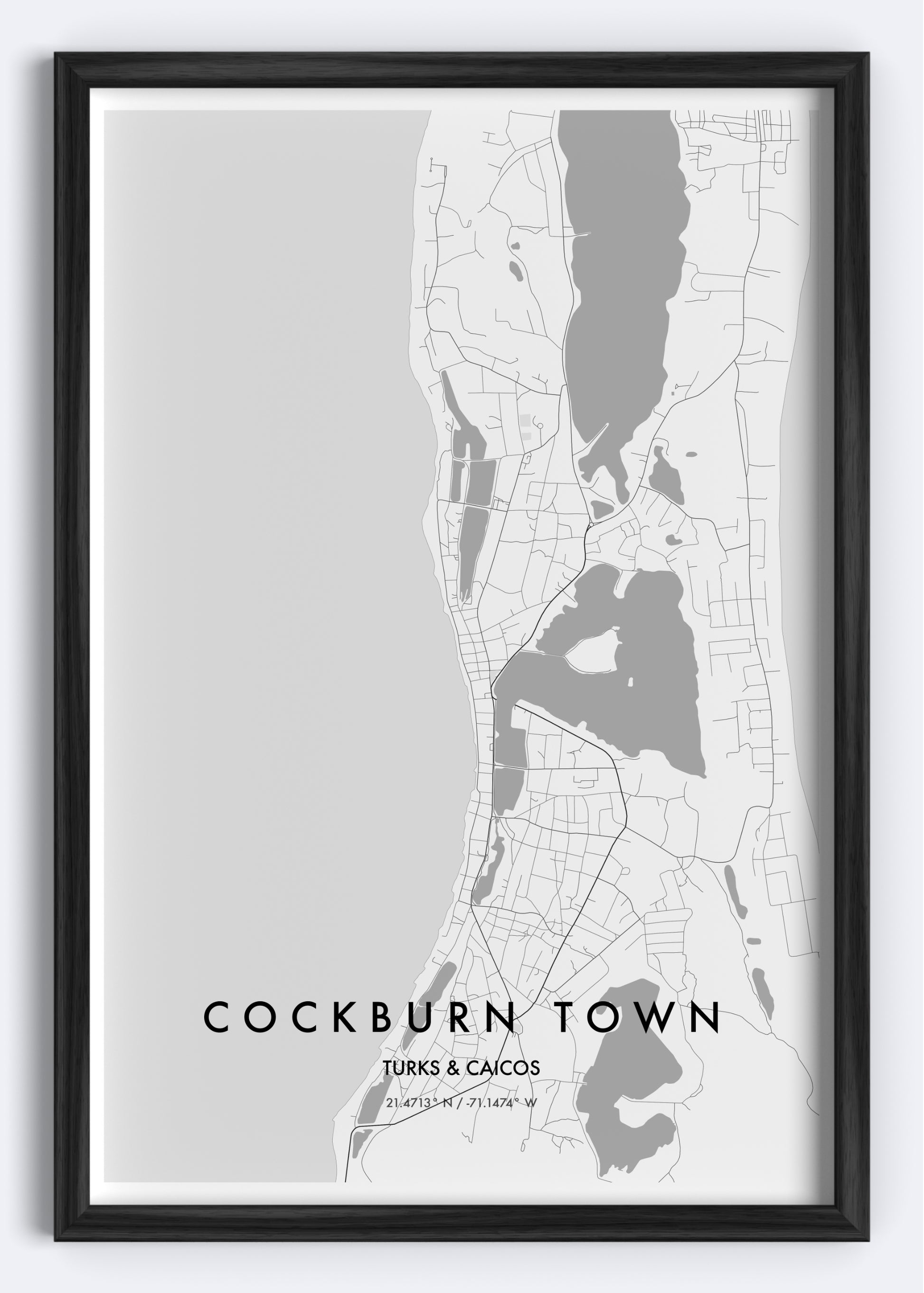 Cockburn Town, Turks & Caicos map wall art print