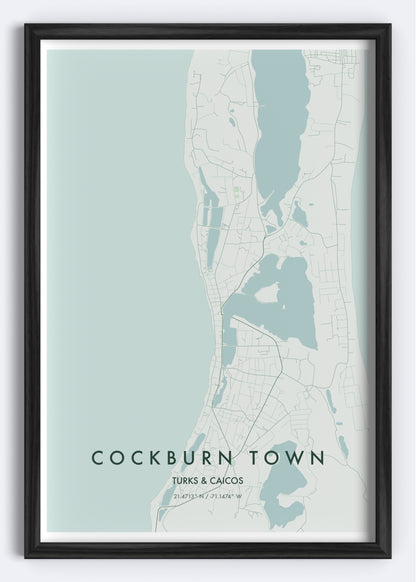 Cockburn Town, Turks & Caicos map wall art print
