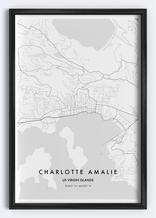 Charlotte Amalie, US Virgin Islands map wall art print