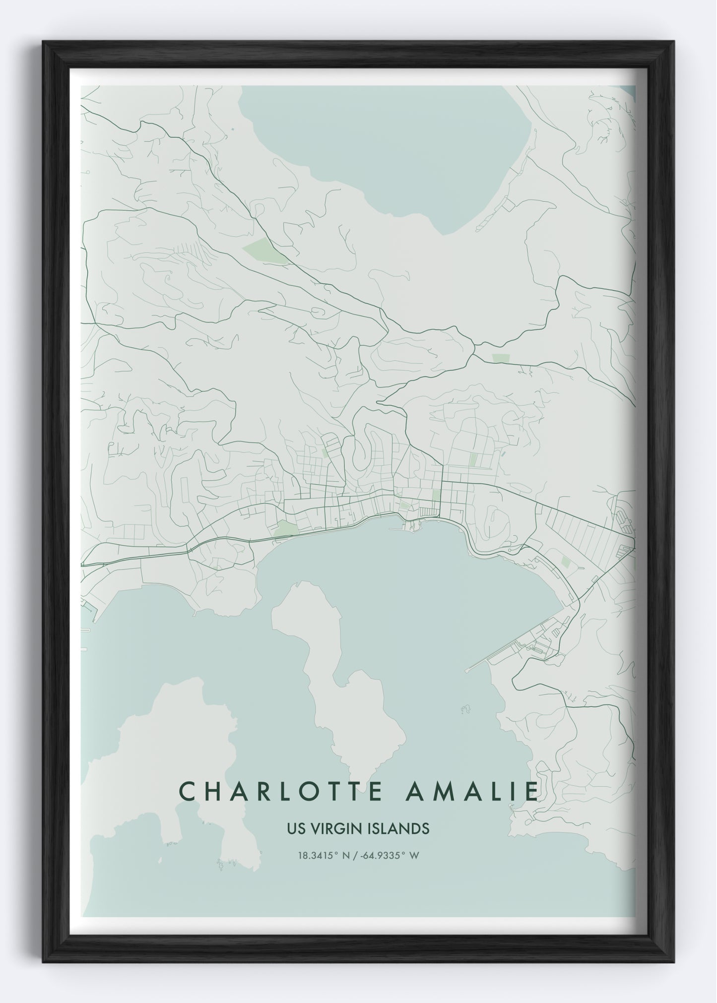 Charlotte Amalie, US Virgin Islands map wall art print