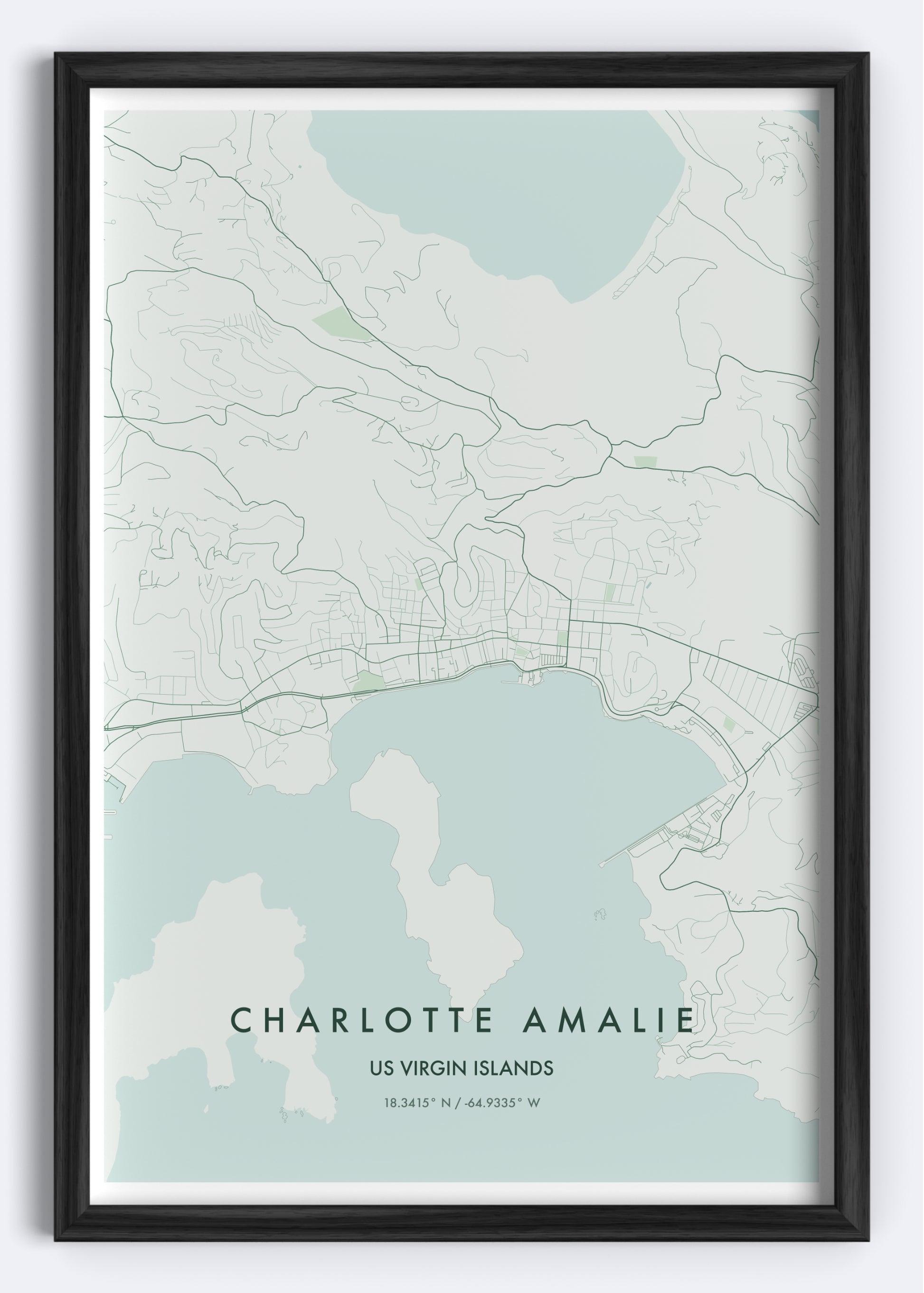 Charlotte Amalie, US Virgin Islands map wall art print