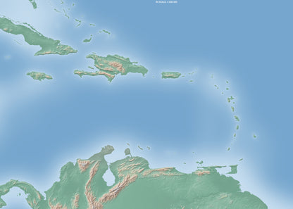 Caribbean Shaded Relief Map